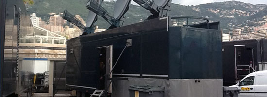 The  'Triple Dish uplink trailer' from Multi-Link Holland in Monaco